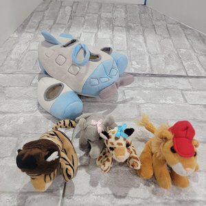 Unipak 12"‎ Airplane House Plush Toy with 4 Stuffed Animals